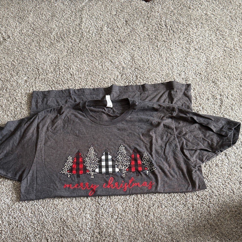 Gildan Dark Gray with Red & Black Plaid Holiday Trees